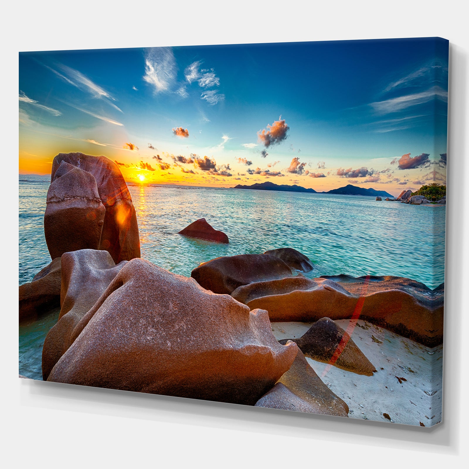 Granite Boulders at Dramatic Sunset - Sea & Shore Photographic on wrapped Canvas