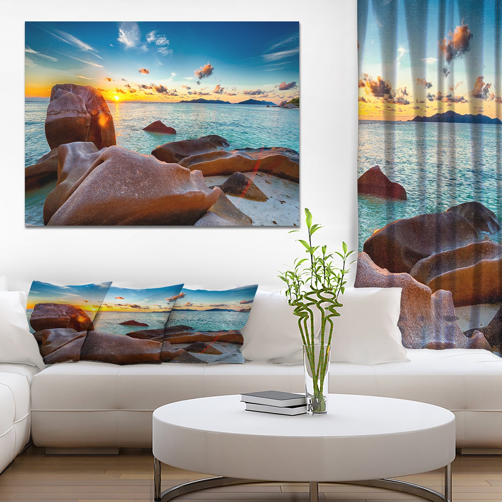 Granite Boulders at Dramatic Sunset - Sea & Shore Photographic on wrapped Canvas