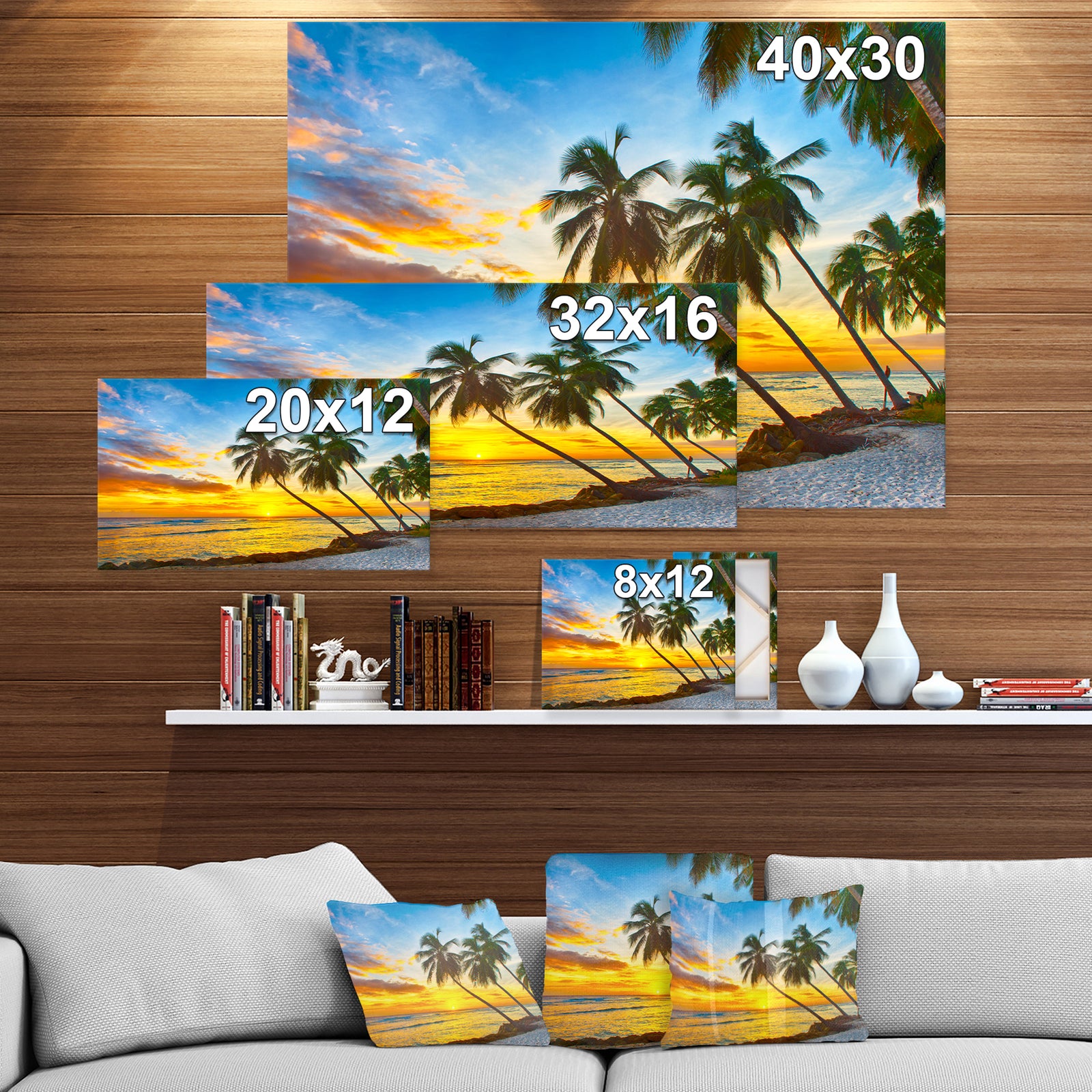 Palm tree at the beach - Sea & Shore Photographic on wrapped Canvas