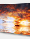 Boat in late sunset - Sea & Shore Painting Print on Wrapped Canvas