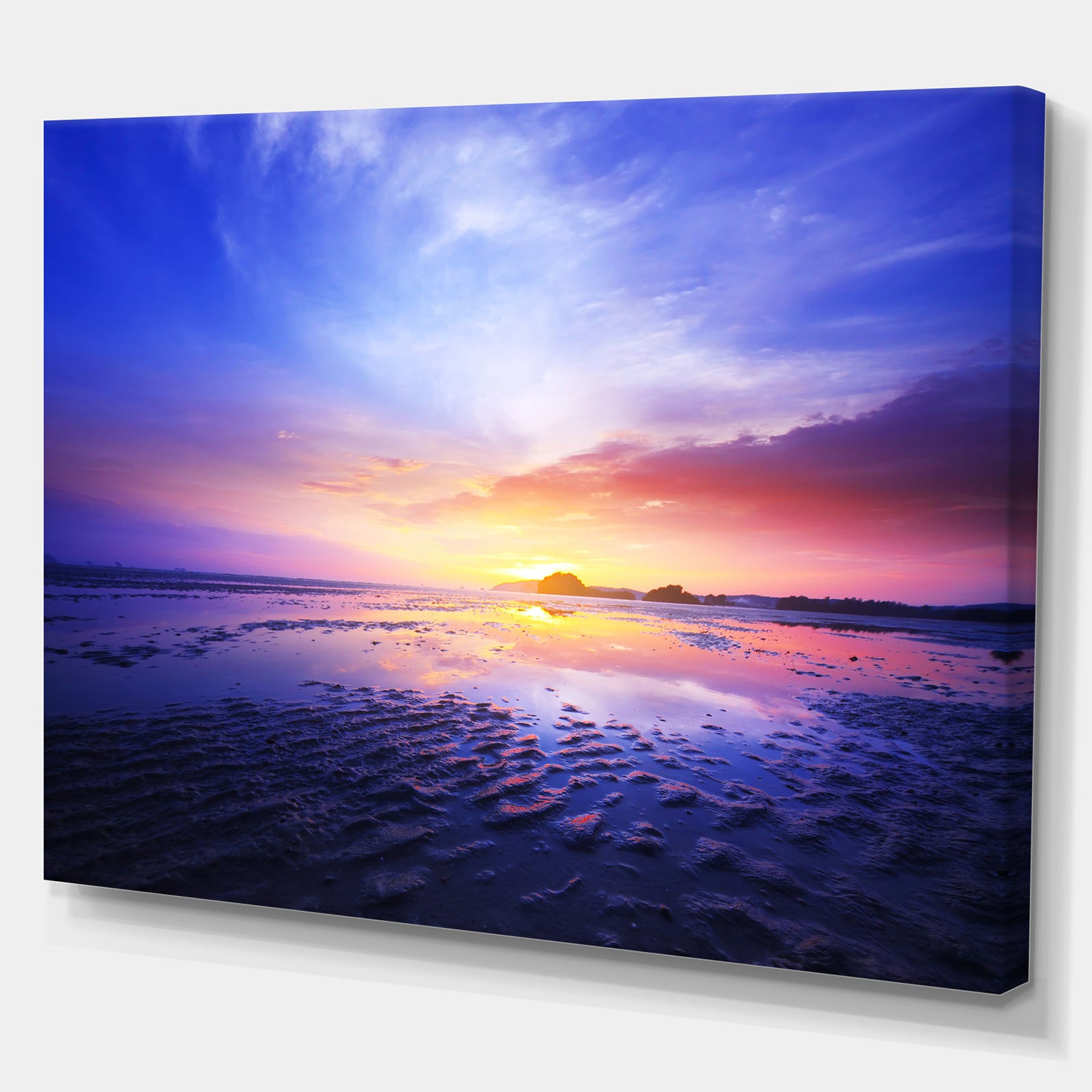 Sunset at lowtide - Landscapes Sea & Shore Photographic on wrapped Canvas
