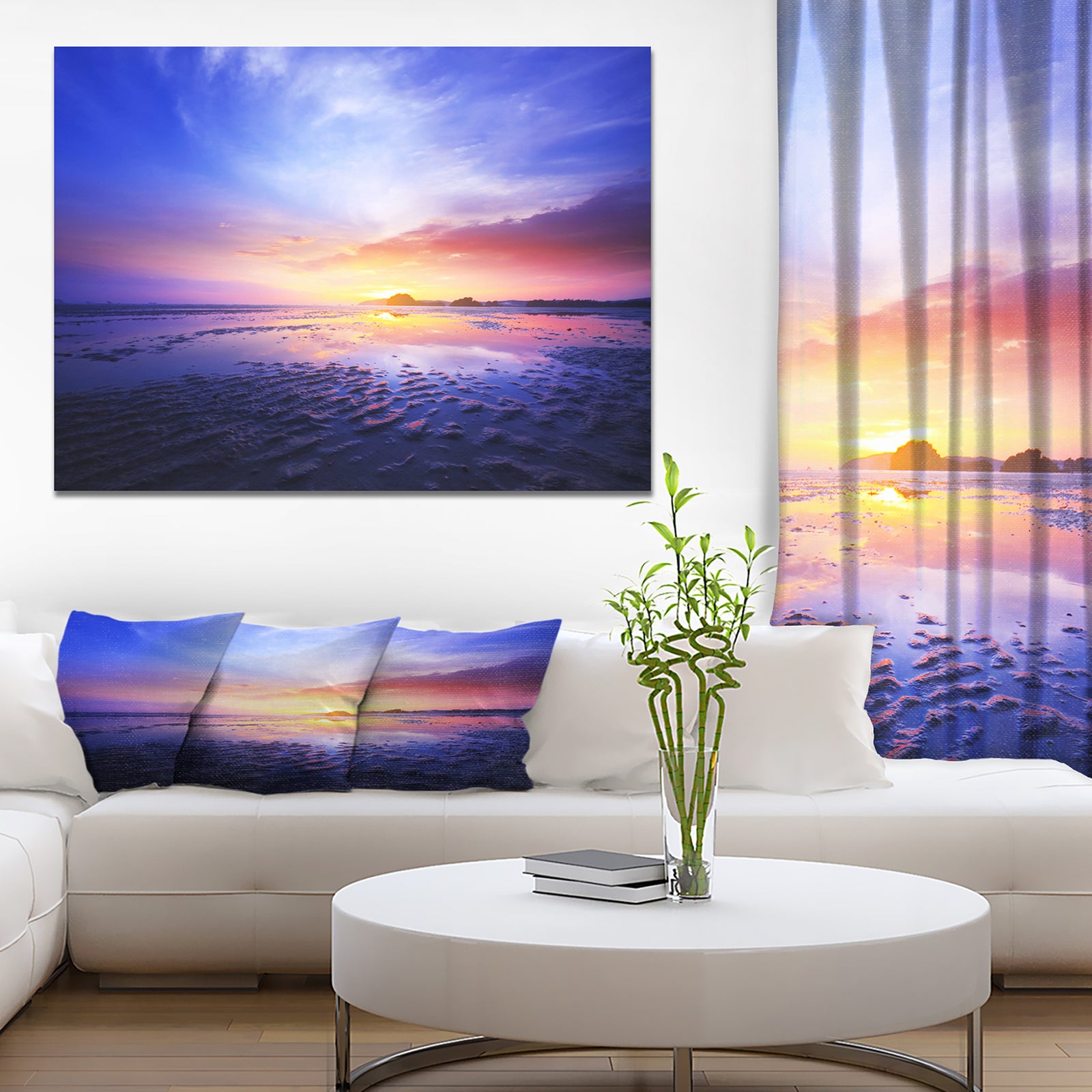 Sunset at lowtide - Landscapes Sea & Shore Photographic on wrapped Canvas