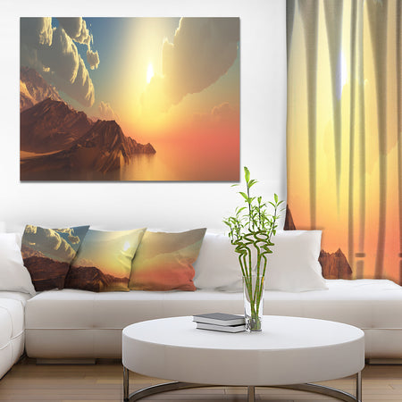 Panorama of Sea Sunset - Landscapes Sea & Shore Photographic on wrapped Canvas