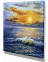 Sailboat in Beautiful Golden Sunrise - Sea & Shore Painting Print on Wrapped Canvas