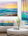 Sunsets over ocean waves - Sea & Shore Painting Print on Wrapped Canvas