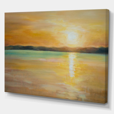 Sunset over the Horizon - Sea & Shore Painting Print on Wrapped Canvas