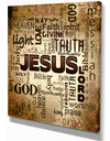 Jesus - word cloud in grunge background - Religious Contemporary on Wrapped Canvas