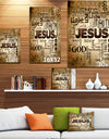 Jesus - word cloud in grunge background - Religious Contemporary on Wrapped Canvas