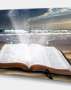 Jesus Bible at beach - Religious Art on Wrapped Canvas