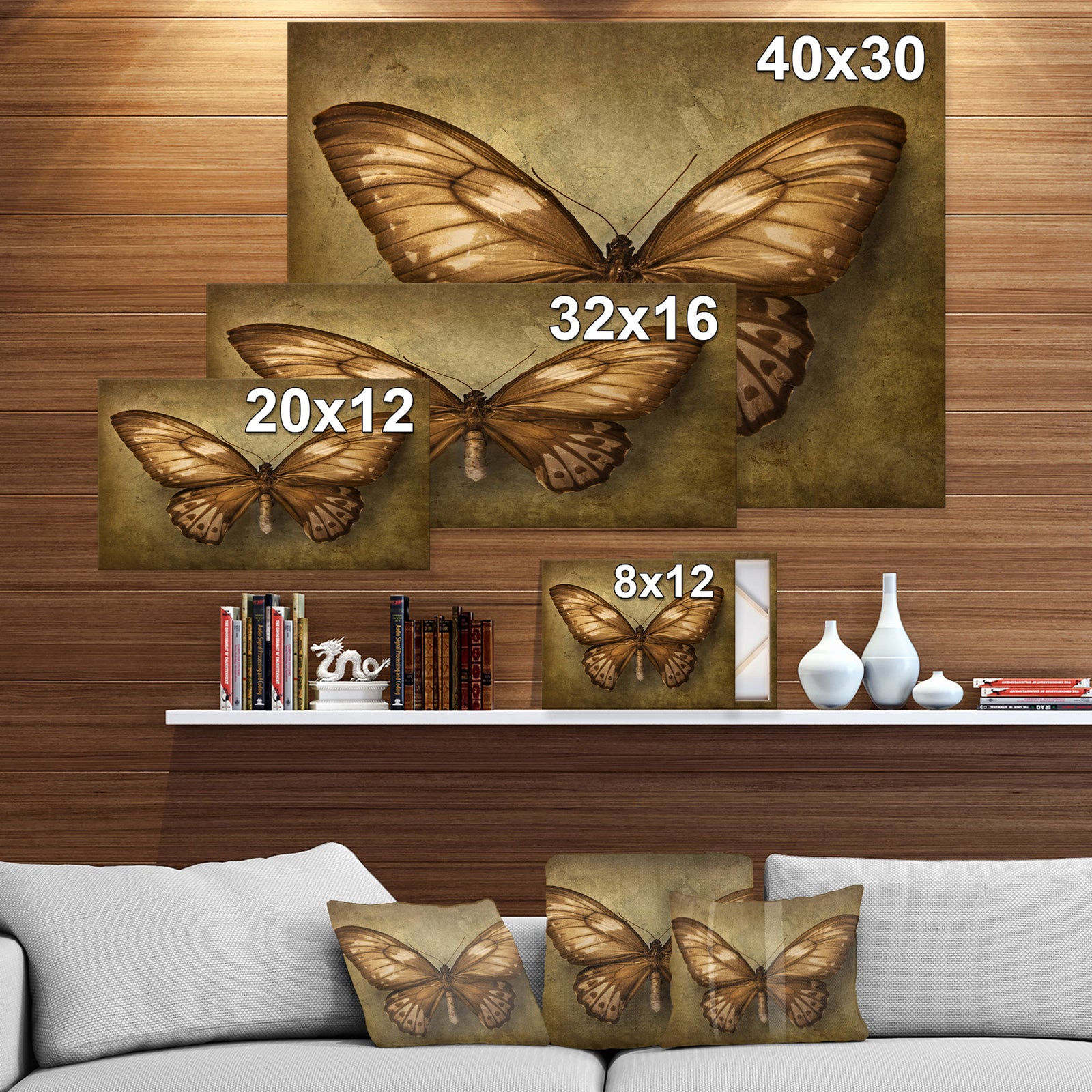 Vintage Butterfly - Vintage Painting Print on Wrapped Canvas