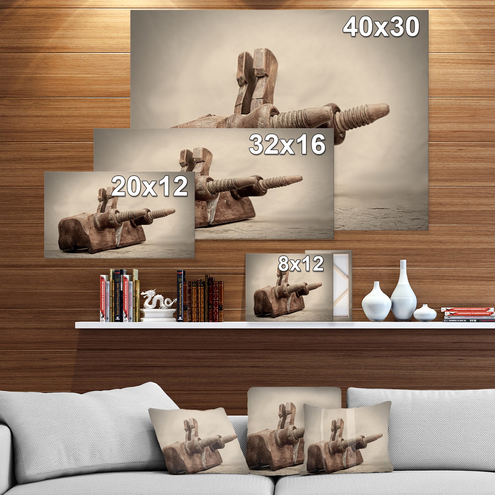 Oild Joinery Wood working Tools - Vintage Painting Print on Wrapped Canvas