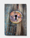 Colorful Rusty Keyhole on Wooden Door - Vintage Canvas Art