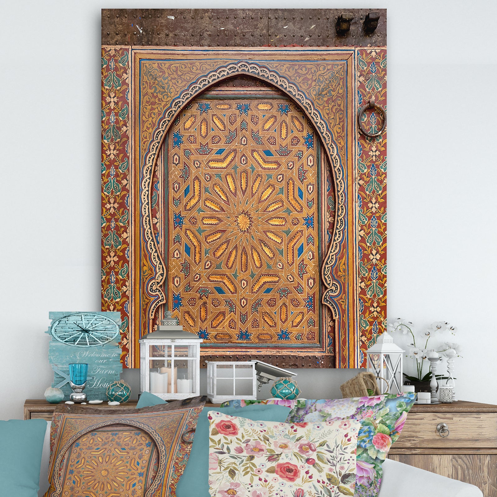 Ancient Door Painting Morroco - Vintage Gallery-wrapped Canvas