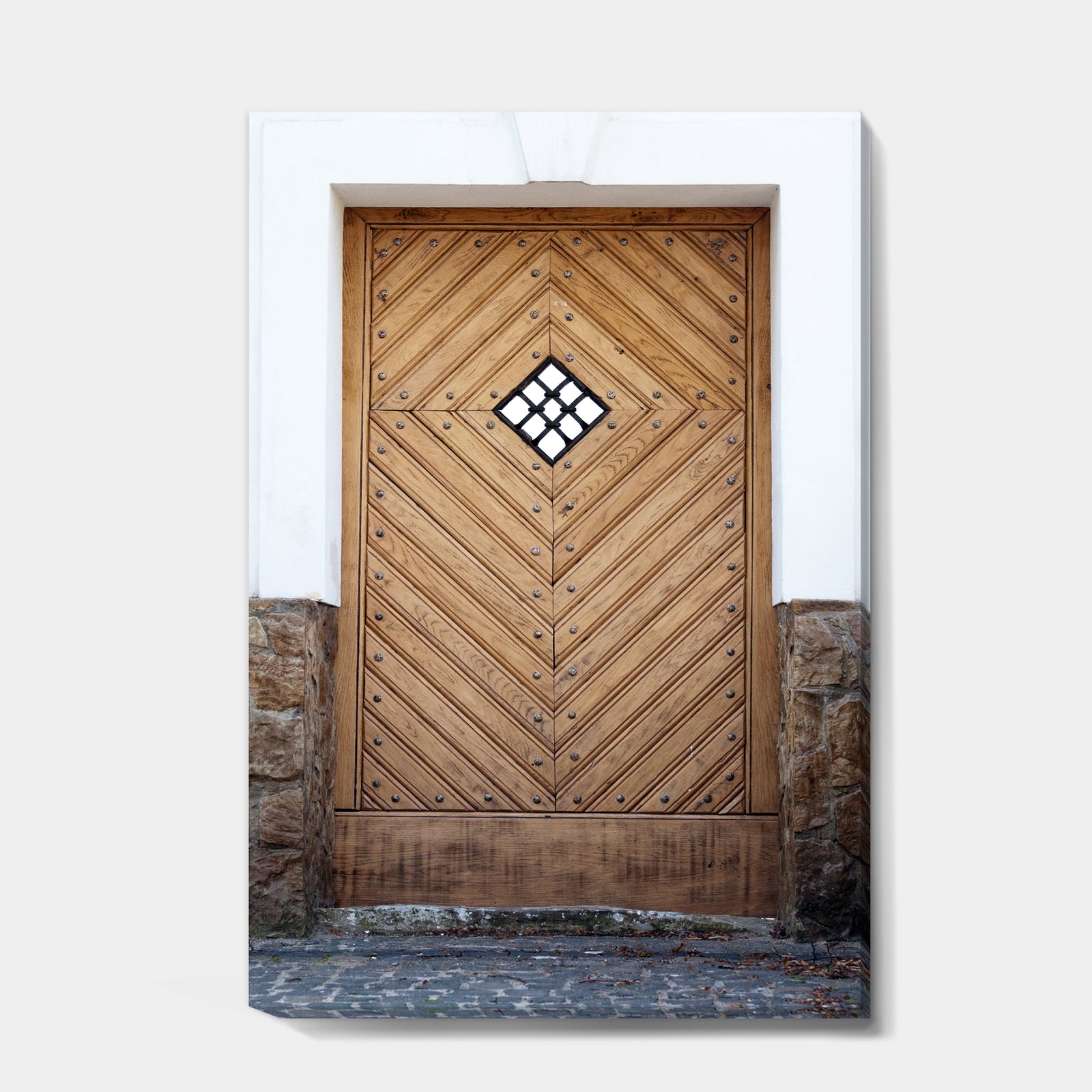 Ancient Woor With Diamond Window - Vintage Premium Canvas Wall Art