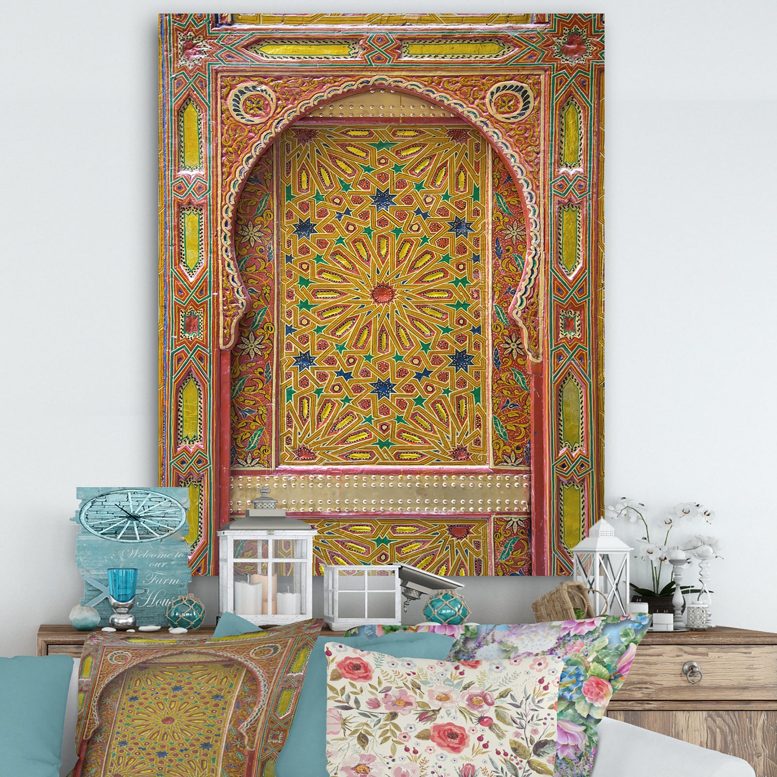 Moroccan Entrance Door in Fez - Vintage Premium Canvas Wall Art