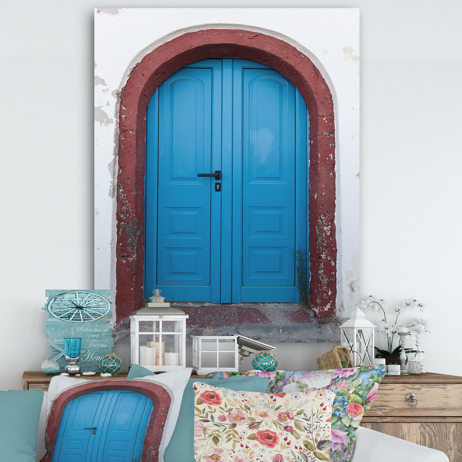 Old Traditional Door in Oia Santorini Greece - Vintage Canvas Art