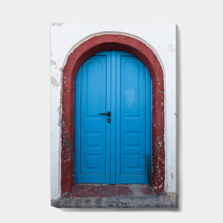 Old Traditional Door in Oia Santorini Greece - Vintage Canvas Art
