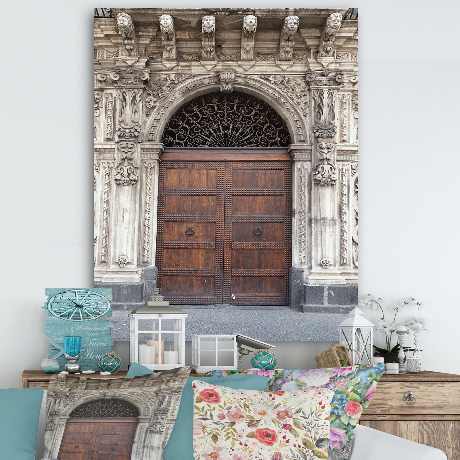 Old Door in Catania - Vintage Gallery-wrapped Canvas
