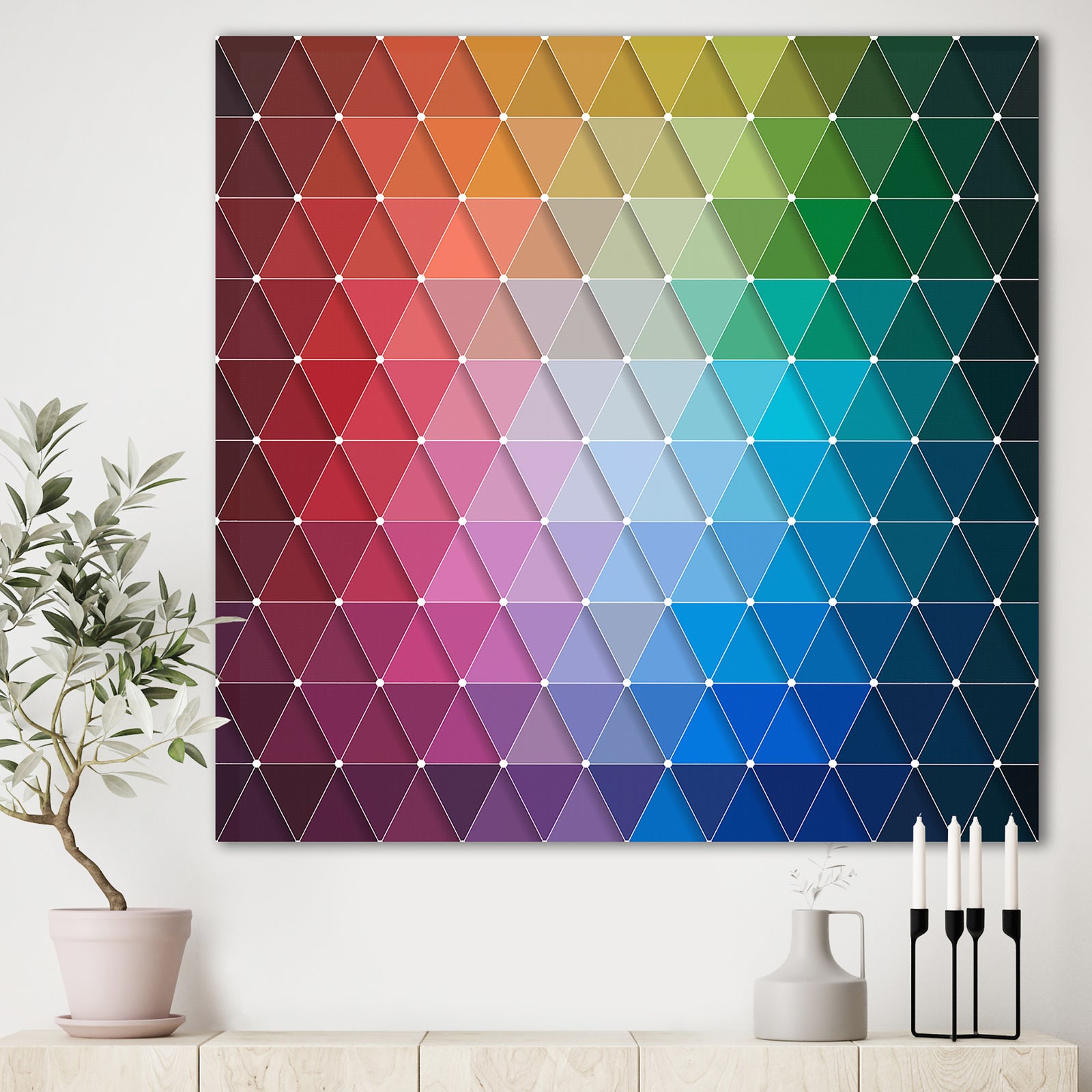 Rainbow Triangular Geometry - Modern & Contemporary Premium Canvas Wall Art