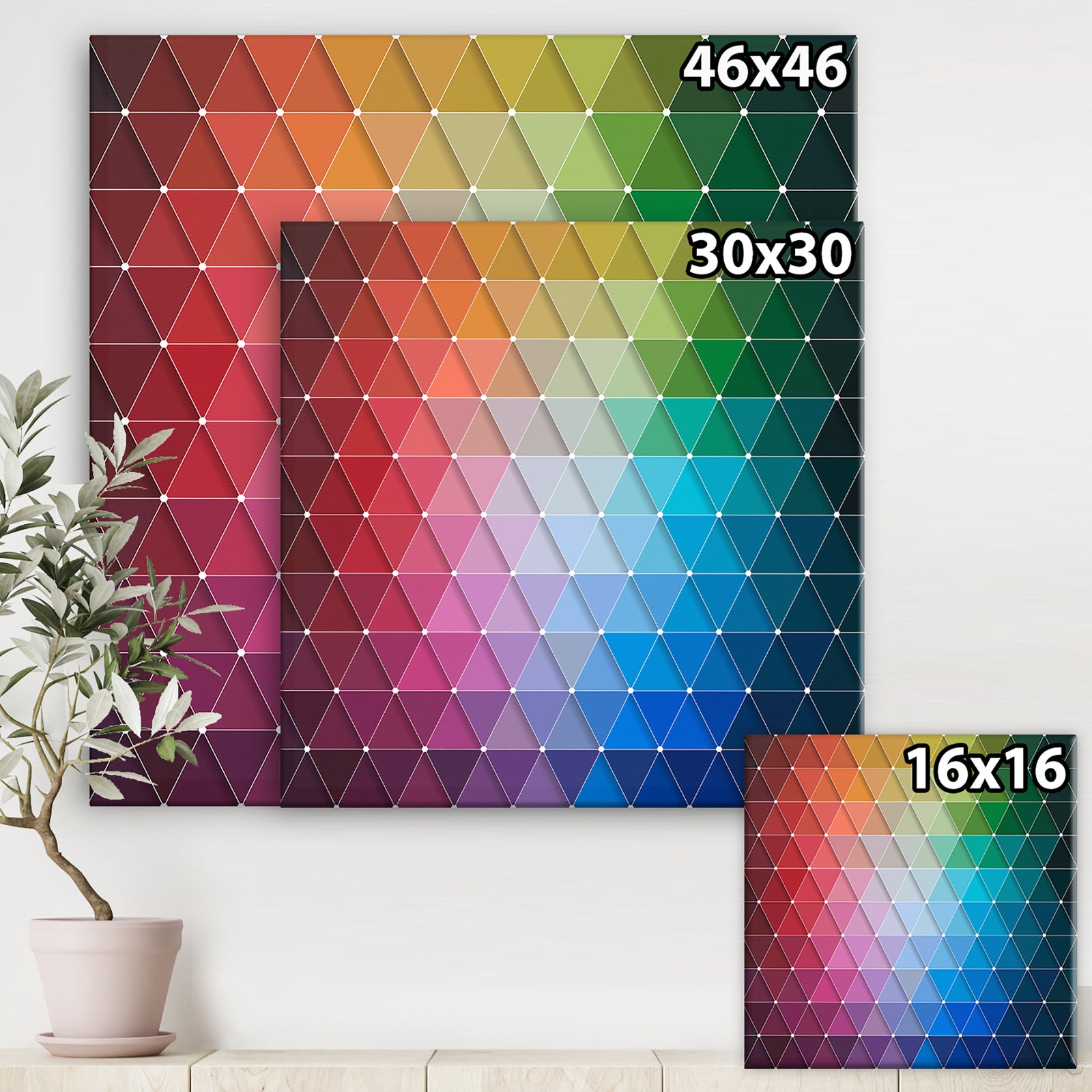 Rainbow Triangular Geometry - Modern & Contemporary Premium Canvas Wall Art