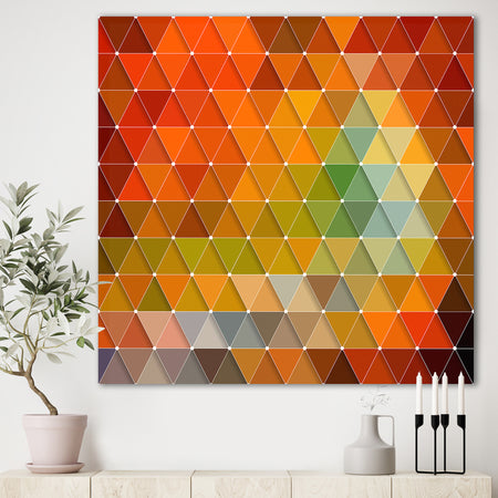 Triangular Geometry Red, Gray and Green - Modern & Contemporary Canvas Artwork