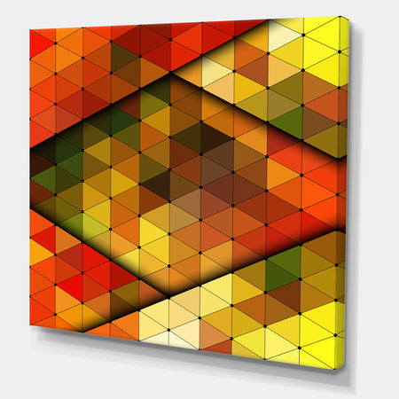 Diamond Shaped Geometry in Yellow, Red and Green - Modern & Contemporary Canvas Artwork