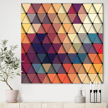 3D Diamond Shaped Geometry in Blue, Orange and Purple - Modern & Contemporary Canvas Art