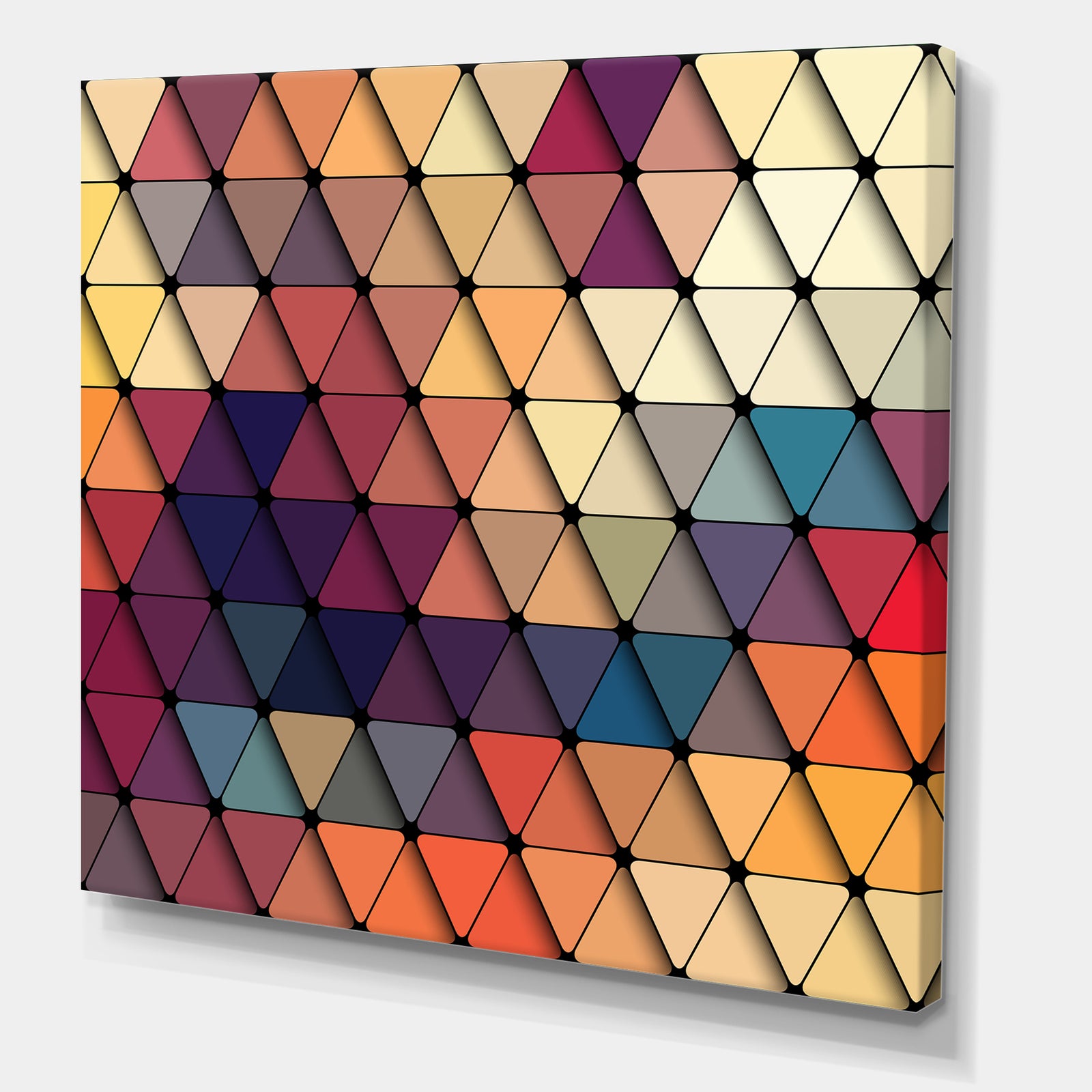 3D Diamond Shaped Geometry in Blue, Orange and Purple - Modern & Contemporary Canvas Art