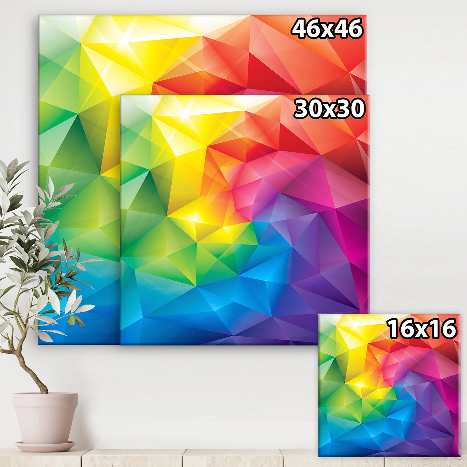 Rainbow 3D Triangular Geometry - Modern & Contemporary Canvas Art