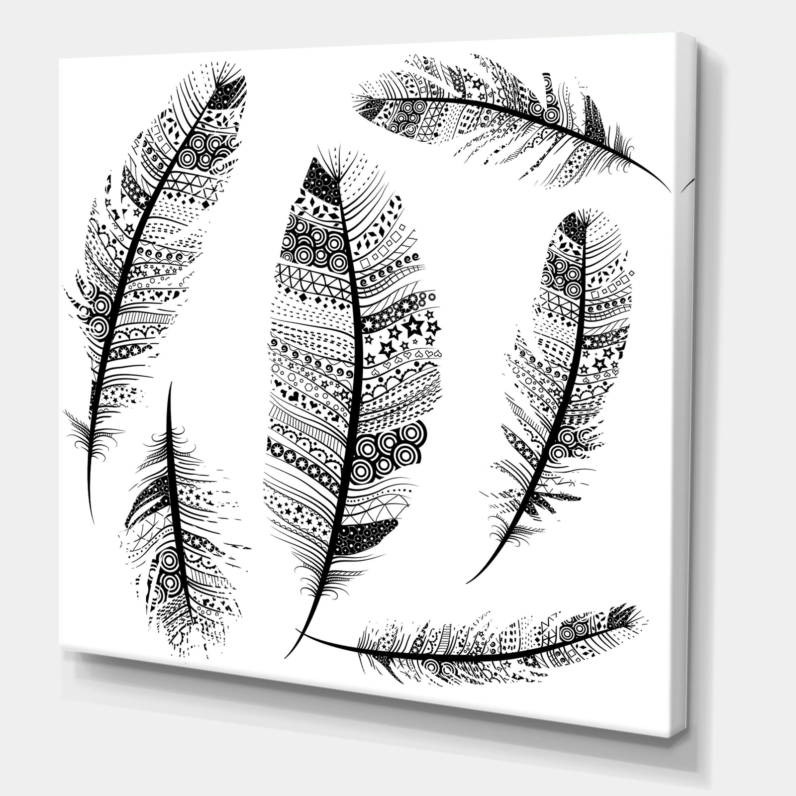 Vintage Feathers with tribal patterns - Vintage Canvas Art
