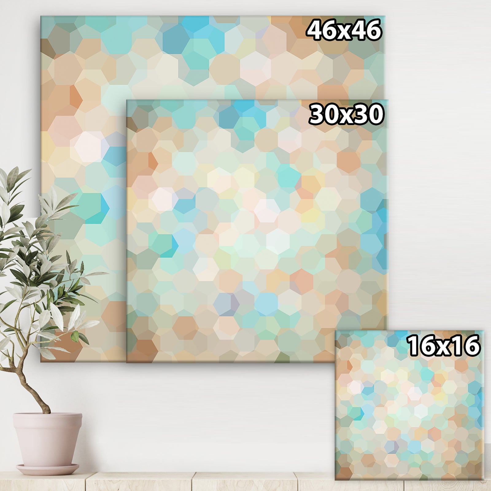 Honeycomb Geometry in pastel Colored cluster - Modern & Contemporary Premium Canvas Wall Art
