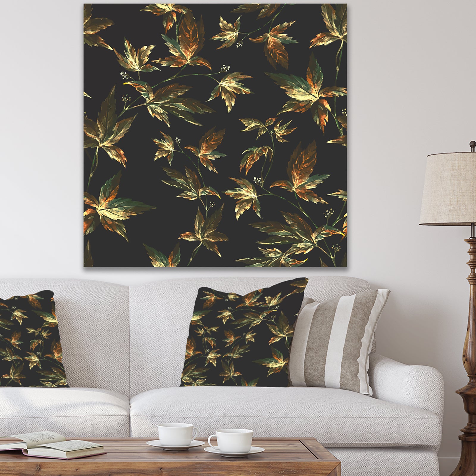 Brown and Green Autumn leaves - Vintage Gallery-wrapped Canvas