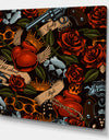 Old school tattoo pattern - Floral Gallery-wrapped Canvas