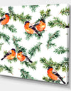 Robin Birds On Pine Branch - Animals Gallery-wrapped Canvas
