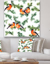 Robin Birds On Pine Branch - Animals Gallery-wrapped Canvas