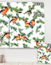 Robin Birds On Pine Branch - Animals Gallery-wrapped Canvas