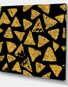 Golden Glitter Triangles on Black Background - Modern & Contemporary Canvas Artwork