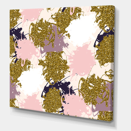 Pink, Purple and Golden Glitter Stains - Modern & Contemporary Premium Canvas Wall Art