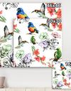 Hummingburds and Blosssoming Drawn Flowers - Floral Gallery-wrapped Canvas