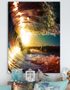 Colored Ocean Waves Falling Down III - Modern Seashore Canvas Art