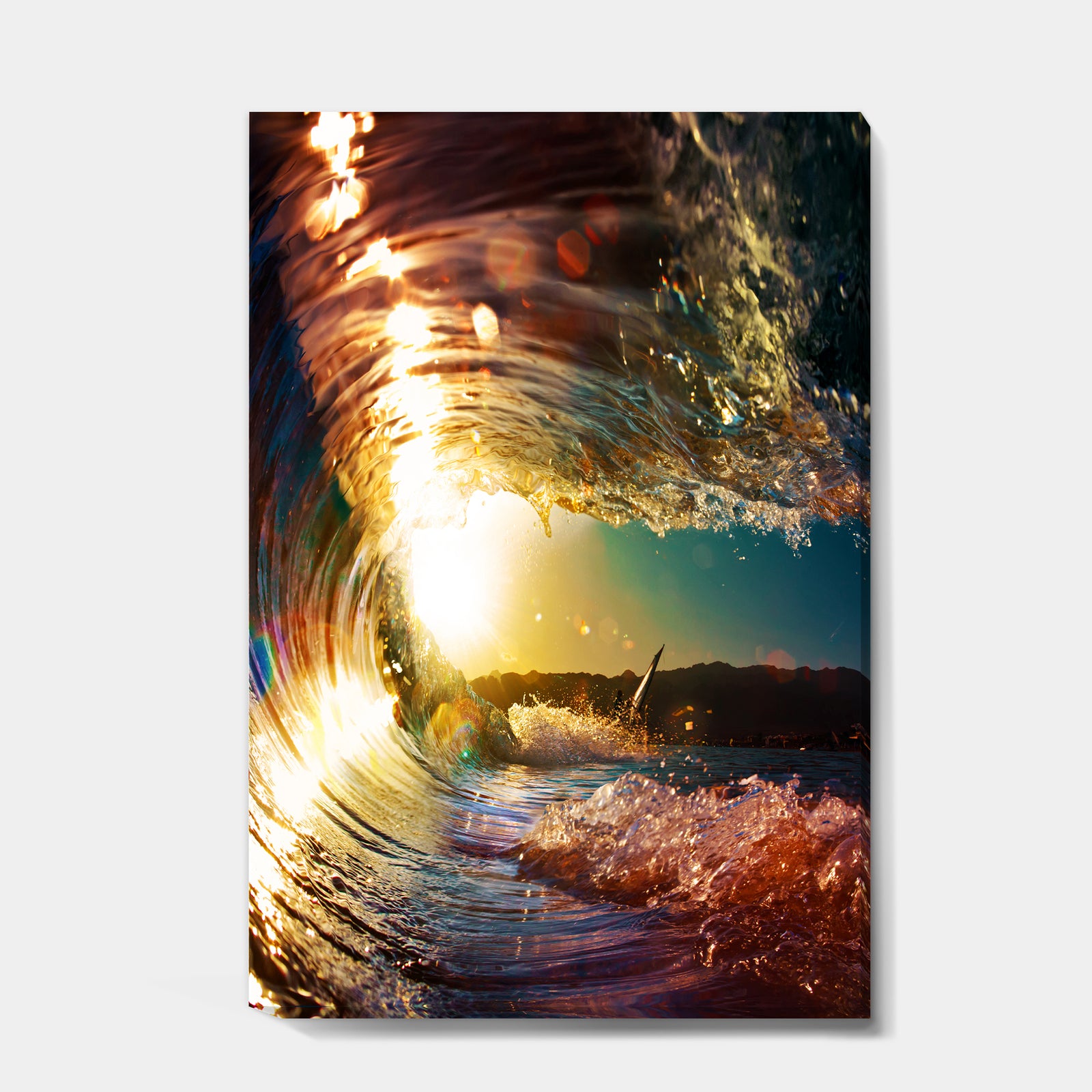 Colored Ocean Waves Falling Down III - Modern Seashore Canvas Art