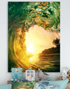 Colored Ocean Waves Falling Down IV - Modern Seashore Canvas Art