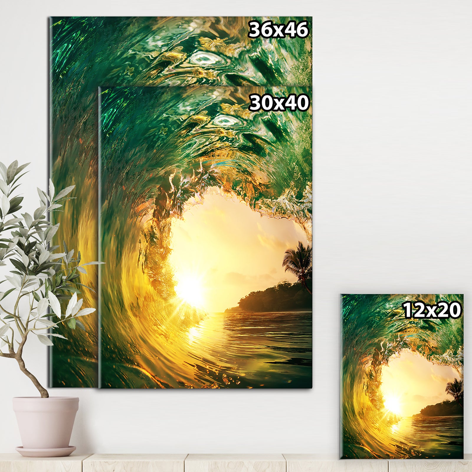 Colored Ocean Waves Falling Down IV - Modern Seashore Canvas Art