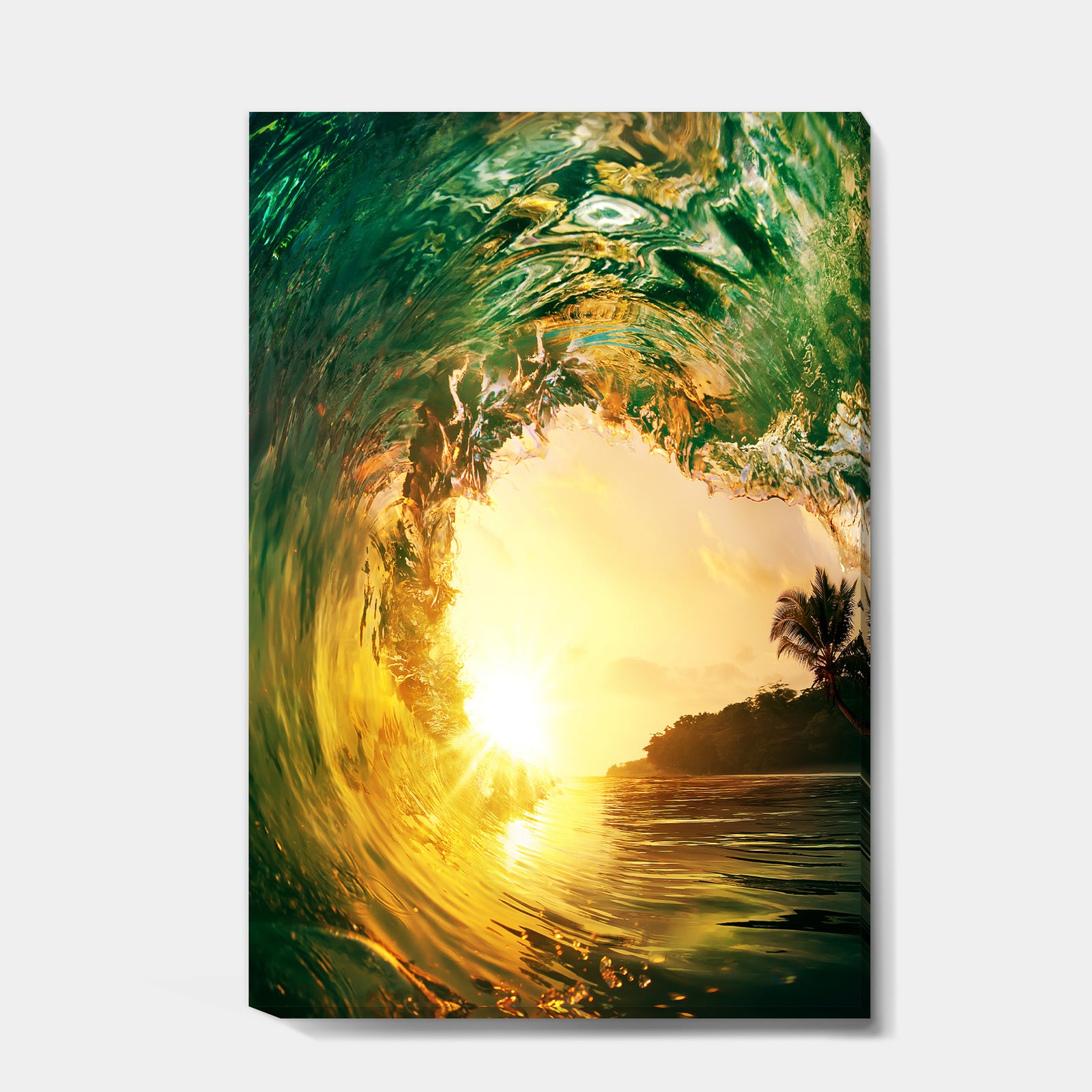Colored Ocean Waves Falling Down IV - Modern Seashore Canvas Art