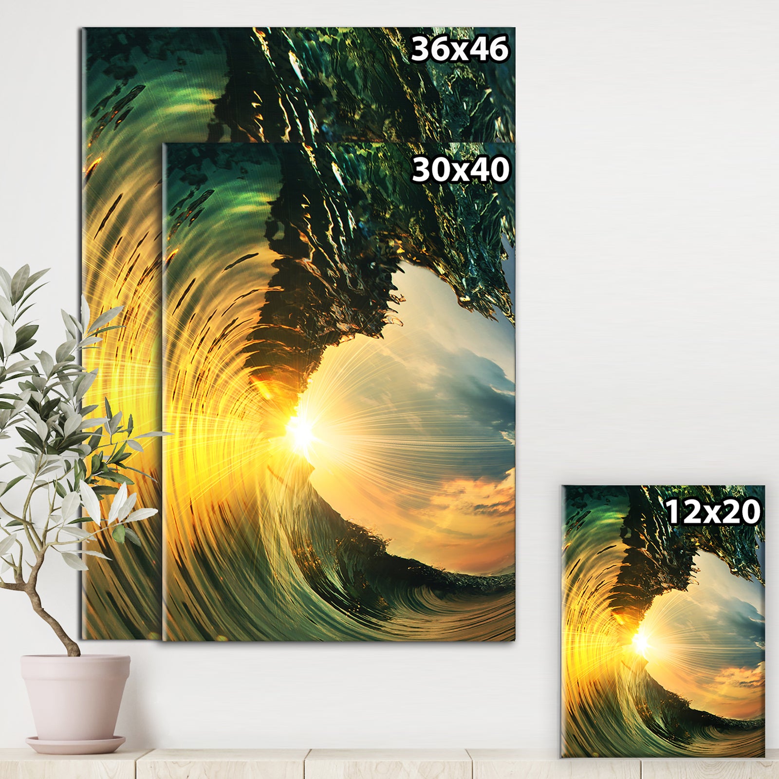 Colored Ocean Waves Falling Down VII - Modern Seashore Canvas Art