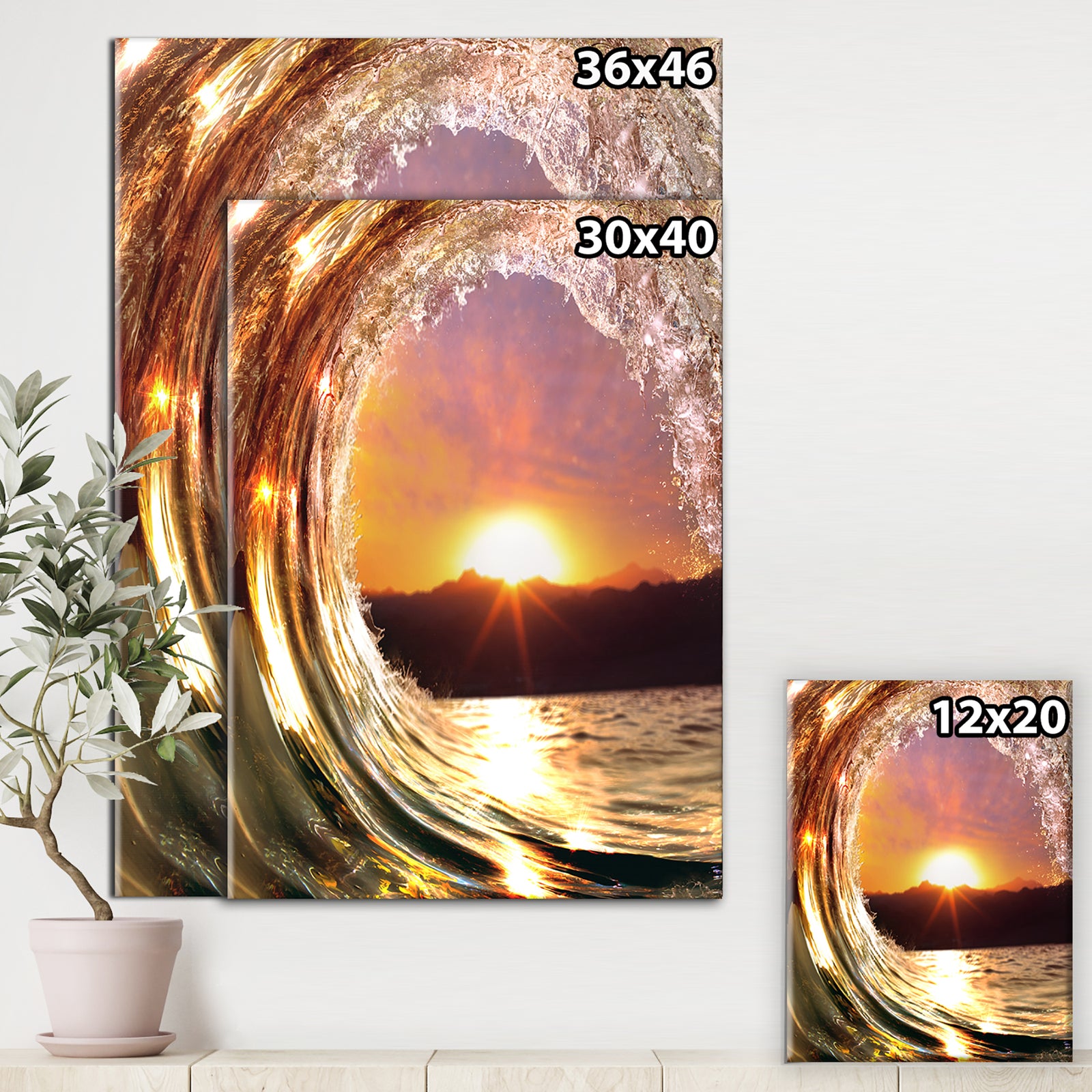 Colored Ocean Waves Falling Down VIII - Modern Seashore Canvas Art