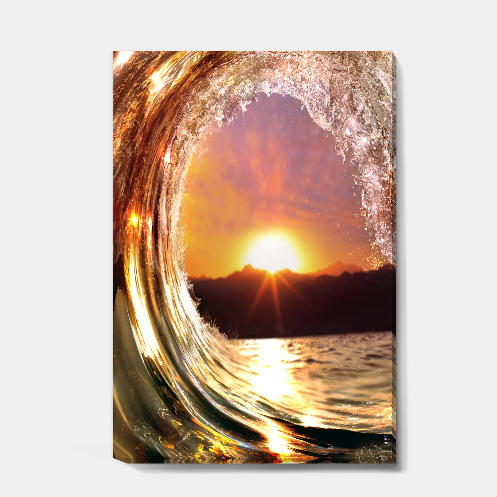 Colored Ocean Waves Falling Down VIII - Modern Seashore Canvas Art