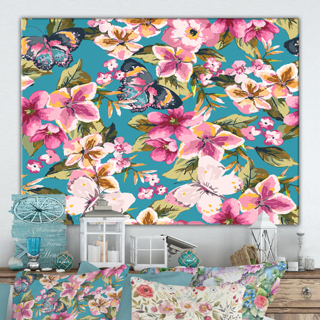 Butterfly with floral pattern - Cottage Canvas Wall Art