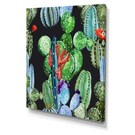 Watercolor cactus pattern - Cottage Canvas Wall Art