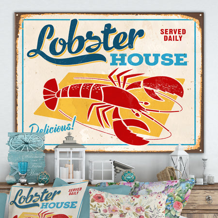 Vintage Sign - Lobster House - Cottage Canvas Wall Art